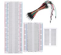 1Pcs 830 puntos de empate + 1 PC 400 puntos de empate Placa de prueba sin soldadura + 1 mini placa de prueba 170 puntos + 65 piezas Cables de puente de placa de prueba flexible para Arduino y Proto