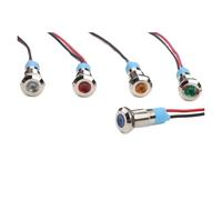 1pcs 8mm Waterproof Metal Indicator Light Led Signal Lamp With Wire 3V 6V 12V 24V 110V 220V Red/yellow/blue/green/white Equipment(3V-6V Blue)