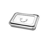 1pcs Cajas de almacenamiento de instrumentos quirúrgicos de acero inoxidable para cirugías profesionales, salón de belleza, uso de odontología, tatuaje, perforación (11.5 pulgadas (sin agujero))