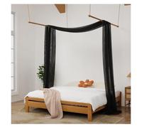 1Pcs Canopy Bed Curtains Black Sheer Scarf Drapes For King Size Beds - Adults Room Decor(Black,Queen)