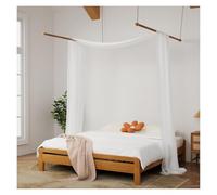 1Pcs Canopy Bed Curtains Black Sheer Scarf Drapes For King Size Beds - Adults Room Decor(White,Queen)