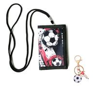 1Pcs Cartera Niño y Fútbol Llavero, Monedero Niño con Estampado de Fútbol, Cartera Juvenil Chico Dibujos Animados, Carteras Infantiles con Cordón, Triple Plegable Monedero, Regalos para Niños