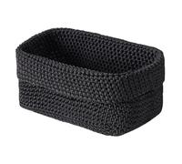 1pcs Cesta de Ganchillo,Cajas Almacenaje,Cestos Almacenaje,Cestas de Almacenamiento,Organizador,Cesta Ganchillo para Toallas,Cosméticos,Llaves,Pendientes,Collares,Cocina,21 * 12 * 15.5 cm-Negro