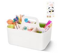 1PCS Cesta Organizadora con 5 Compartimentos, Estas Almacenaje Plastico, Escritorio Multiuso Caja de Almacenamiento Multifuncional, Apilador de Caddie Dividida para Arte Blanco Oficina