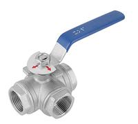 1PCS DN25 Válvula de 3 vías Válvula de bola de 1 pulgada Válvula de bola de bloqueo Válvula de agua de acero inoxidable Válvula de bola de tubo SUS304 Rosca hembra tipo L, para corte y control en el c