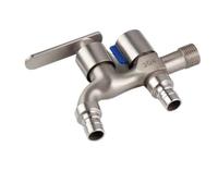 1PCS Dual-Water Stainless Steel Tap Outdoor Garden One-In-Two-Out Mop Pool Faucet Water Switch for Home Improvement(A)