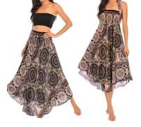 1Pcs EleganteFalda Largo para Mujer de 2 en 1,Falda Larga Mujer,Verano Falda Estilo Étnico (FR/ES, Números, 60, Regular, Regular, Oro Negro)