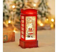 1pcs Glowing Santa Claus In A Telephone Booth, Red Telephone Booth Desktop Decoration, Christmas Decorations, Snowy Christmas Gift, Craft Showcase Zek