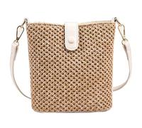 1PCS Ladies Summer Woven Small Bag Fashion Shoulder Zip Wallet Casual Woven Crossbody Shoulder Bag Beach Bag(WHITE)