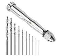 1pcs Mini Taladro+10 Micro Brocas Torcedura Bits(0.8-3mm),Taladro Manual,Taladro Manualidades,Taladro de Mano,Taladro Pequeño Aleación de Zinc,para Modelismo Perforación Artesanal-Plata
