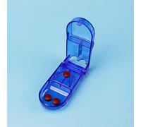1PCS Mini Útil Caja de almacenamiento portátil Medicina Píldora de la tableta Cortador de la tableta Divisor Píldora Estuche 3 colores, azul