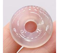 1Pcs Natural Stone Pendants Flat Round Amethysts Big Hole Opal Crystal for Jewelry Making DIY Women Necklace Earrings Gift 25mm-Grey_Agate