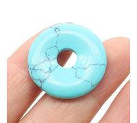 1Pcs Natural Stone Pendants Flat Round Amethysts Big Hole Opal Crystal for Jewelry Making DIY Women Necklace Earrings Gift 25mm-Blue_Turquoise