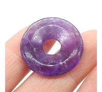 1Pcs Natural Stone Pendants Flat Round Amethysts Big Hole Opal Crystal for Jewelry Making DIY Women Necklace Earrings Gift 25mm-Amethyst