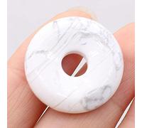 1Pcs Natural Stone Pendants Flat Round Amethysts Big Hole Opal Crystal for Jewelry Making DIY Women Necklace Earrings Gift 25mm-White_Turquoise