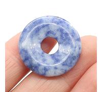 1Pcs Natural Stone Pendants Flat Round Amethysts Big Hole Opal Crystal for Jewelry Making DIY Women Necklace Earrings Gift 25mm-Sodalite
