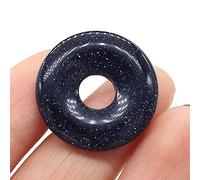 1Pcs Natural Stone Pendants Flat Round Amethysts Big Hole Opal Crystal for Jewelry Making DIY Women Necklace Earrings Gift 25mm-Blue_Sand