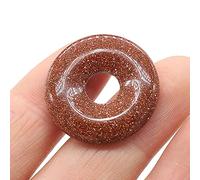 1Pcs Natural Stone Pendants Flat Round Amethysts Big Hole Opal Crystal for Jewelry Making DIY Women Necklace Earrings Gift 25mm-Gold_Sand