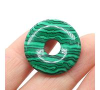 1Pcs Natural Stone Pendants Flat Round Amethysts Big Hole Opal Crystal for Jewelry Making DIY Women Necklace Earrings Gift 25mm-Malachite