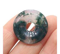 1Pcs Natural Stone Pendants Flat Round Amethysts Big Hole Opal Crystal for Jewelry Making DIY Women Necklace Earrings Gift 25mm-Aquatic_Agate