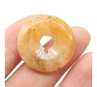 1Pcs Natural Stone Pendants Flat Round Amethysts Big Hole Opal Crystal for Jewelry Making DIY Women Necklace Earrings Gift 25mm-Yellow_Jade