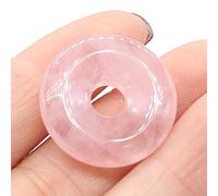 1Pcs Natural Stone Pendants Flat Round Amethysts Big Hole Opal Crystal for Jewelry Making DIY Women Necklace Earrings Gift 25mm-Rose_Quartz