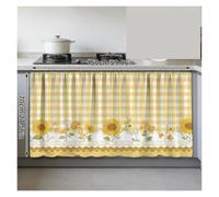 1pcs Summer Sunflower Yellow Checkered Pattern Curtains Para Armarios