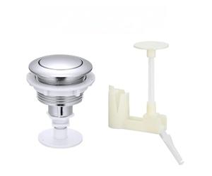 1PCS Toilet Tank Flush Button Single With Bracket Replacement For Bathroom(Silver with Stand)