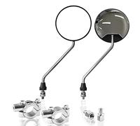 1PZ F11-MS1 Espejo lateral de moto redondo plateado universal ajustable M8/M10, soporte 7/8" 22mm para Go Kart ATV Scooter Dirt Bike Mini Bicicleta Ciclomotor