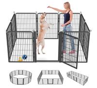 1R2P3I Corralito para perros al aire libre con puerta de umbral bajo, 32 pulgadas, 10 paneles, corral de juego para perros en interiores, corralito de metal resistente al óxido para mascotas, patio