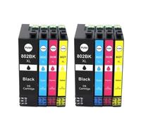 1set-4set T802XL T802 802XL 802 XL Cartucho de Tinta, Compatible con Epson Workforce WF-4720 WF-4730 WF-4734 WF-4740 WF-4745 Impresora(T802-4Color-2 Set)