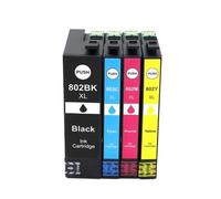 1set-4set T802XL T802 802XL 802 XL Cartucho de Tinta, Compatible con Epson Workforce WF-4720 WF-4730 WF-4734 WF-4740 WF-4745 Impresora(T802-4Color-1 Set)