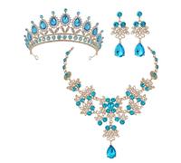 1set joyas de boda con diamantes de imitación corona collar pendientes accesorios para bodas ocasiones especiales material sólido con brillo brillante
