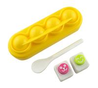 1Set with 4 Pcs Rice Ball Mould Shaker Ball Shape Sushi Maker Mould and 2 Smile Face Seaweed Punch Embossing Mould Kitchen Tools for Shake DIY Lunch with a Mini Rice Spoon