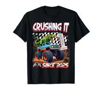 1st Birthday Monster Truck Dinosaur Crushing It Since 2025 Camiseta