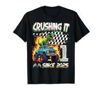 1st Birthday Monster Truck Dinosaur Crushing It Since 2025 Camiseta
