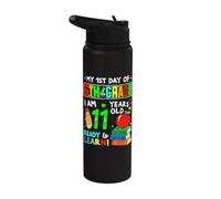 1st Day of 6th Grade 11 Years Old First Day of Sixth Grade Stainless Steel Insulated Water Bottle
