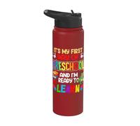 1st Day Of Prek Kids My First Day Of Preschool Boys Girls Stainless Steel Insulated Water Bottle
