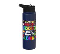 1st Day Of Prek Kids My First Day Of Preschool Boys Girls Stainless Steel Insulated Water Bottle