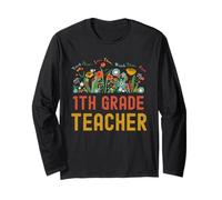 1st Grade Teacher Wildflower Back to School Manga Larga