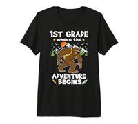 1st Grade Where The Adventure Begins Back To School Bigfoot Camiseta Premium