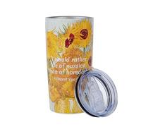 1st Heaven Van Gogh Taza térmica de 600 ml, vaso de café a prueba de fugas con tapa, taza de acero inoxidable aislado, diseño artístico, regalo para amantes del arte, ideal para oficina, viajes y