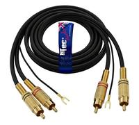 1STec Cable de reproductor de vinilo de 10 m con conectores RCA moldeados en rojo y blanco, cable de tierra dedicado blindado, conductores OFC que detienen el zumbido zumbido, zumbido