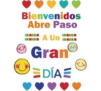 1step2dream Juego de tablón de anuncios inspirador español para decoración de aula, póster de bienvenida y arte de pared con acento positivo, decoraciones motivacionales