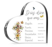 1step2dream Regalos cristianos de oficina en español para mujer | Regalos religiosos e inspiradores con versículos de la Biblia y oraciones | Regalos de escritura en forma de corazón para San Valentín