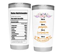 1step2dream Vaso para mamá española | Bonita idea para el día de la madre, mujeres, esposa, cumpleaños, regalo mexicano, regalos latinos | Blanco, 20 onzas