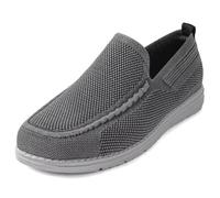 1TAZERO Mocasines anchos para hombre, con plantillas de soporte de arco, zapatos casuales para fascitis plantar con soporte de arco, 01Negro, 44 EU