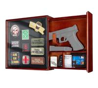 1TG - Muebles de ocultación, estante oculto montado en la pared, caja de almacenamiento oculta, estante oculto para muebles, marco de fotos de madera con panel de visualización de parches (rojo marrón