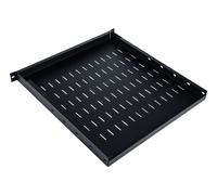 1U adjustable shelf 19", depth 500-900 mm, load capacity 100 kg, mounting at 4 points, screws included, black (RAL 9005)