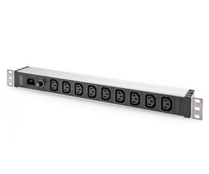 1U Aluminum PDU, rackmountable, 9 x C13 10A, 230VAC, 50/60Hz, IEC C14 inlet, 10 A Fuse